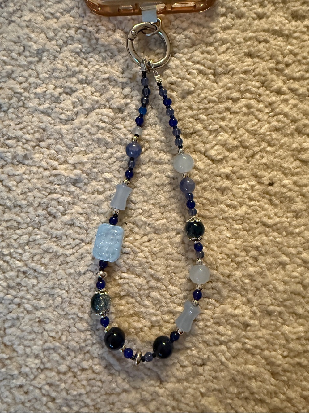 Blue Beaded Wrist Strap lanyard